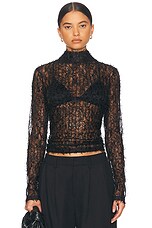 Rohe High Neck Textured Sheer Top in Black | FWRD Rohe High Neck Textured Sheer Top in Black | FWRD