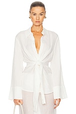 Rohe Hammered Silk Knotted Shirt in Off White | FWRD