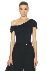 Rohe Asymmetrical Off Shoulder Top in Noir, view 1, click to view large image.