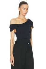 Rohe Asymmetrical Off Shoulder Top in Noir, view 2, click to view large image.