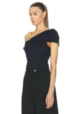 Rohe Asymmetrical Off Shoulder Top in Noir, view 3, click to view large image.
