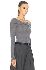 Rohe Bodycon Off Shoulder Top in Dark Grey Melange, view 2, click to view large image.