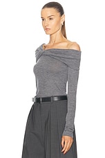 Rohe Bodycon Off Shoulder Top in Dark Grey Melange, view 3, click to view large image.