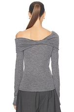 Rohe Bodycon Off Shoulder Top in Dark Grey Melange, view 4, click to view large image.