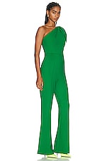 Roland Mouret Asymmetric Stretch Cady Jumpsuit in Green, view 2, click to view large image.