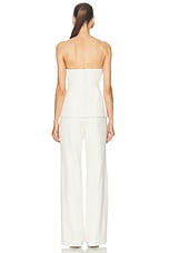 Roland Mouret Strapless Tailored Jumpsuit in Cream, view 3, click to view large image.