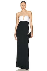 Roland Mouret Strapless Silk Maxi Dress in Black, view 1, click to view large image.