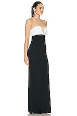 Roland Mouret Strapless Silk Maxi Dress in Black, view 2, click to view large image.