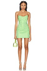 Roland Mouret Strapless Diamante Mini Dress in Green, view 1, click to view large image.