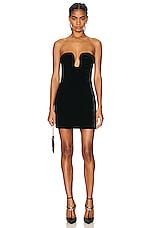Roland Mouret Strapless Velvet Mini Dress in Black, view 1, click to view large image.
