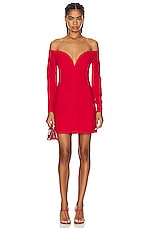 Roland Mouret Long Sleeve Mini Dress in Bright Red, view 1, click to view large image.