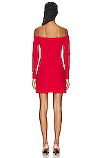 Roland Mouret Long Sleeve Mini Dress in Bright Red, view 3, click to view large image.
