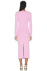 Roland Mouret Long Sleeve Knit Midi Dress in Light Pink, view 3, click to view large image.