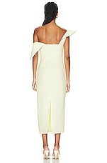 Roland Mouret Asymmetric Midi Dress in Yellow, view 4, click to view large image.
