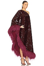 Roland Mouret Sequin Midi Dress in Maroon, view 2, click to view large image.
