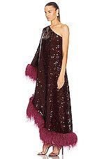 Roland Mouret Sequin Midi Dress in Maroon, view 3, click to view large image.
