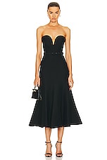 Roland Mouret Silk Midi Dress in Black, view 1, click to view large image.