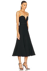 Roland Mouret Silk Midi Dress in Black, view 2, click to view large image.