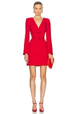 Roland Mouret Long Sleeve Mini Dress in Red, view 1, click to view large image.