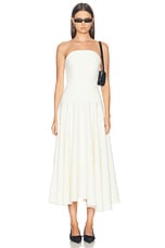 Roland Mouret Strapless Crepe Midi Dress in Cream, view 1, click to view large image.