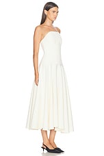 Roland Mouret Strapless Crepe Midi Dress in Cream, view 2, click to view large image.
