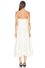 Roland Mouret Strapless Crepe Midi Dress in Cream, view 3, click to view large image.