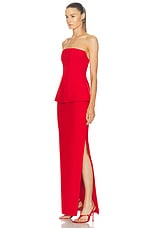 Roland Mouret Strapless Gown in Red, view 3, click to view large image.