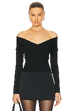 Roland Mouret Long Sleeve Bodysuit in Black, view 1, click to view large image.