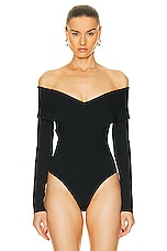 Roland Mouret Long Sleeve Bodysuit in Black, view 2, click to view large image.