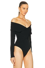 Roland Mouret Long Sleeve Bodysuit in Black, view 3, click to view large image.