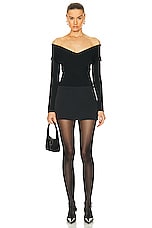 Roland Mouret Long Sleeve Bodysuit in Black, view 5, click to view large image.