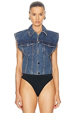 Ronny Kobo Carlyle Bodysuit in Light Wash Blue, view 2, click to view large image.