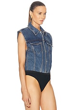 Ronny Kobo Carlyle Bodysuit in Light Wash Blue, view 3, click to view large image.