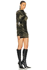 RICK OWENS LILIES Jade Long Sleeve Mini Dress in Forest, view 2, click to view large image.