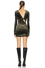 RICK OWENS LILIES Jade Long Sleeve Mini Dress in Forest, view 4, click to view large image.