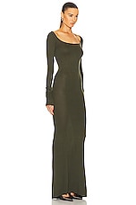 RICK OWENS LILIES Long Sleeve Slip Gown in Forest, view 2, click to view large image.