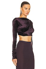 RICK OWENS LILIES Jade Long Sleeve Top in Deep Purple, view 2, click to view large image.