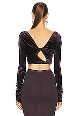 RICK OWENS LILIES Jade Long Sleeve Top in Deep Purple, view 3, click to view large image.