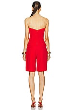 Rowen Rose Bustier Mini Jumpsuit in Red, view 3, click to view large image.