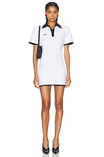 Rowen Rose Mini Polo Dress in White & Black, view 1, click to view large image.