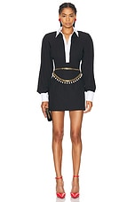 Rowen Rose Mini Shirt Dress in Black & White, view 1, click to view large image.