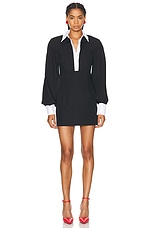 Rowen Rose Mini Shirt Dress in Black & White, view 2, click to view large image.