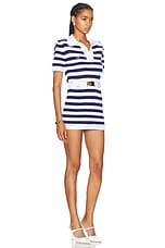 Rowen Rose Mini Polo Dress in Navy Blue & White, view 2, click to view large image.