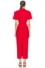 Rowen Rose Short Sleeve Long Polo Dress in Red, view 3, click to view large image.