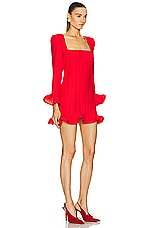 Rowen Rose Pleated Mini Dress in Red, view 2, click to view large image.