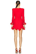 Rowen Rose Pleated Mini Dress in Red, view 3, click to view large image.
