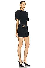 Rowen Rose Mini Tee Shirt Dress in Black, view 2, click to view large image.