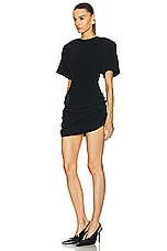 Rowen Rose Mini Tee Shirt Dress in Black, view 3, click to view large image.