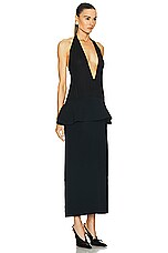 Rowen Rose Long Peplum Dress in Black, view 2, click to view large image.