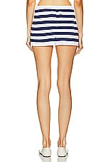 Rowen Rose Striped Knit Short in Blue & White, view 3, click to view large image.